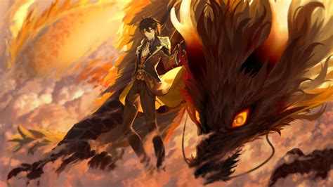 2048x1152 Resolution Zhongli with Dragon Genshin Impact 2048x1152 Resolution Wallpaper ...