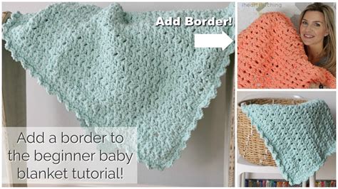 Triad Stitch Baby Blanket With White Double Crochet Border ...