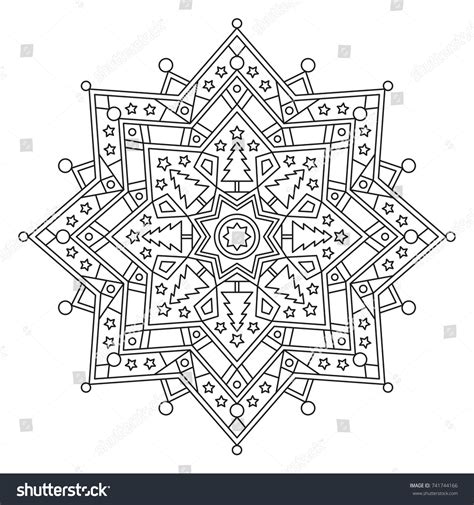 Christmas Mandala Coloring Stock Vector (Royalty Free) 741744166 ...