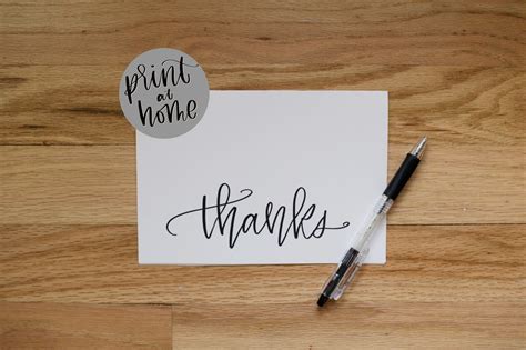 Thank You Card Printable Hand Lettered Thanks Card Digital - Etsy