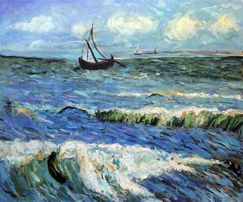 Seascape at Saintes Maries - Vincent Van Gogh at overstockArt.com | Vincent van gogh artwork ...