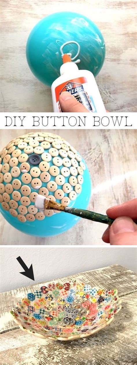 Easy and cheap craft ideas for kids and adults. I love this button bowl ...