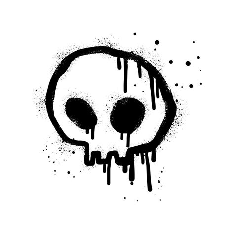 Spray painted graffiti skull in black over white. Skull head symbol. isolated on white ...