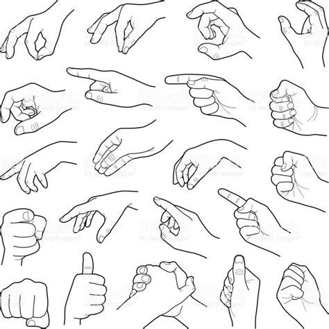 Hand collection - vector line illustration | Line illustration, Cartoon ...