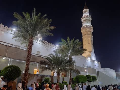 Beautiful Exterior View of Masjid Quba, in Night Lights. Editorial ...