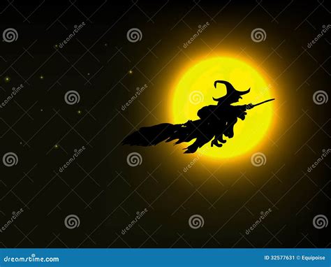 Witch Flying Over The Moon Stock Image - Image: 32577631