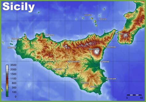 Sicily physical map