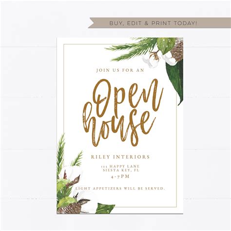 Open House Invitation Template 5x7 Editable Printable Invite - Etsy