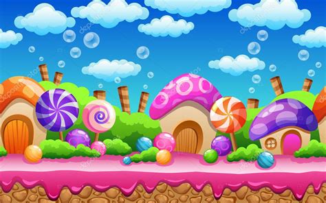 Dibujos animados Candy land — Vector de stock © kradushysatigr #79915468