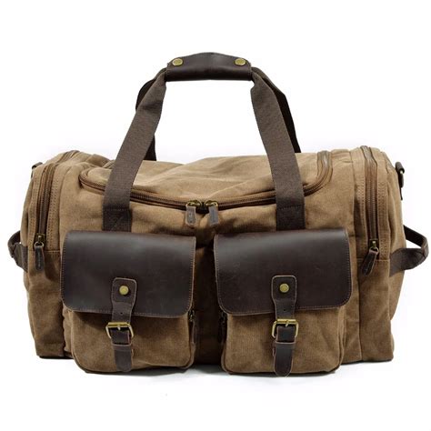 YUPINXUAN Mens Large Capacity Canvas Leather Travel Duffle Vintage Big Weekend Bag Oversized ...