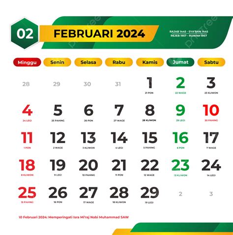 February 2024 Vector Calendar With Javanese And Hijriyah National Holidays, 2024 Calendar ...