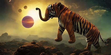 planet - sized tiger elephant in space, next to the | Stable Diffusion ...