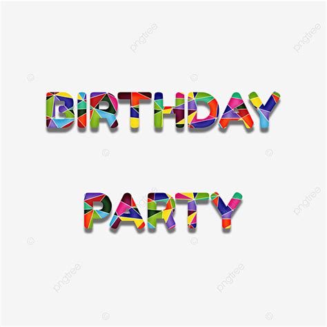 Birthday Collage PNG Picture, Colorful Birthday Party Typography Geometric Collage Wordart ...