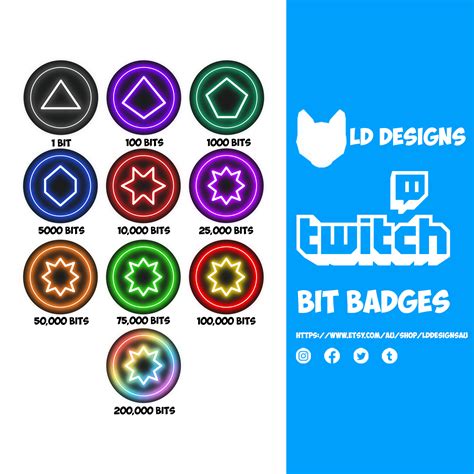 Twitch Bit Badges Twitch Sub Badges Neon | Etsy