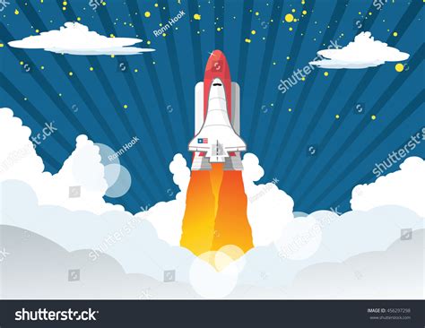 Vector Illustration Space Shuttle Launch Stock Vector (Royalty Free ...