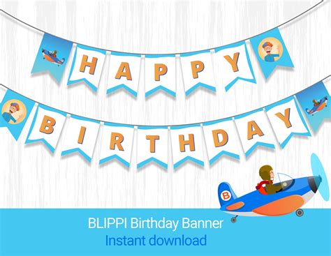 Birthday banner - Blippi on the airplane Birthday Flags, Custom ...