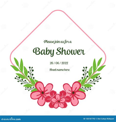 Vector Illustration Banner Baby Shower with Ornate of Pink Bouqet Frame ...