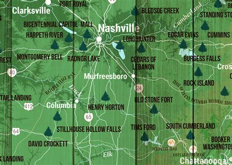 Tennessee State Park Map, Wanderlust map - World Vibe Studio