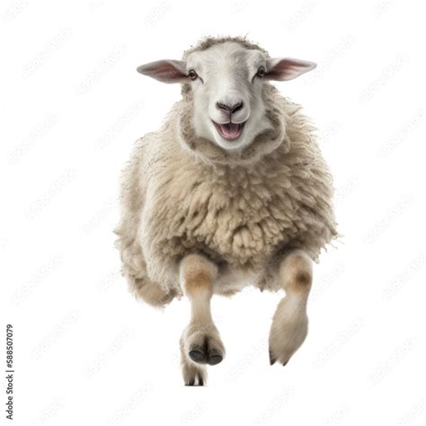 Happy sheep jumping, isolated background. Generative AI Stock Photo ...