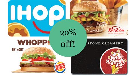 Select Restaurant Gift Cards | 20% off at Kroger.com :: Southern Savers