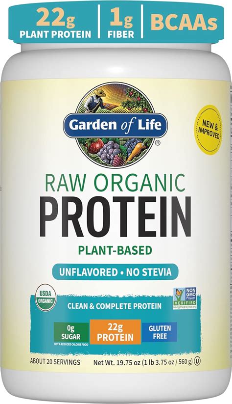 Organic Vegan Protein Powder - 22g Complete Plant Based Raw Protein ...