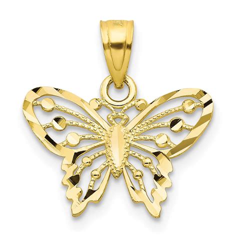 Venture Collections - 10k Yellow Gold Butterfly Charm Pendant 18mmx16mm - Walmart.com - Walmart.com