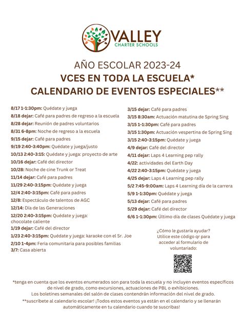 Valley Charter Elementary School community event dates - VCS Family ...