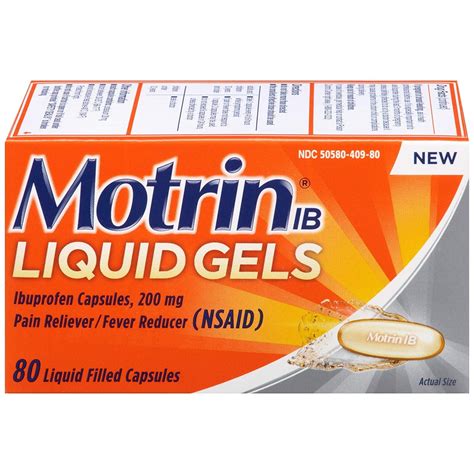 Motrin IB Liquid Gels, Ibuprofen, Aches and Pain Relief, 80 Count ...