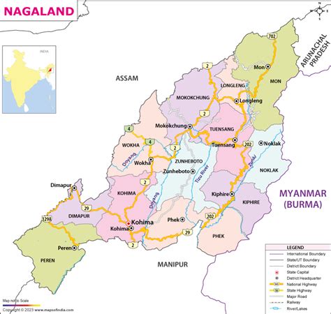 Nagaland Map | Map of Nagaland - State, Districts Information and Facts