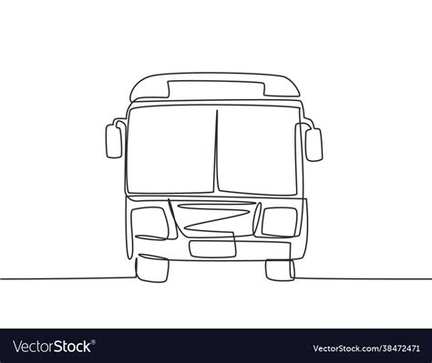 Continuous one line drawing front view bus Vector Image