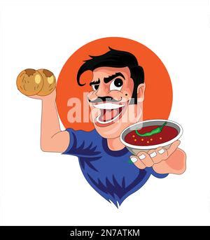 Pani Puri (indian food) cartoon vector illustration Stock Vector Image ...