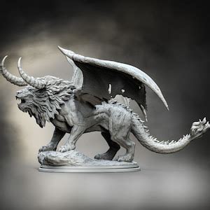 Manticore 4 Sizes Available Miniature 28mm ,32mm, 54mm, 75mm Scale Pathfinder Figure Dnd 5E ...