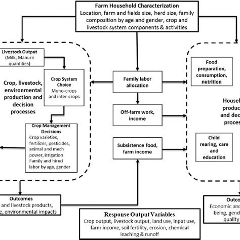Diagram of a farming system showing the household and production system ...