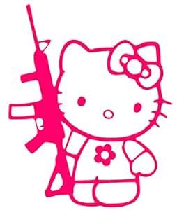 Hello Kitty AR-15 Gun Sticker Pink (5" x 4") (0125): Amazon.co.uk: Car & Motorbike