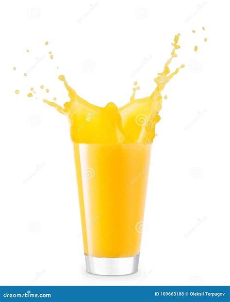 Glass of splashing juice stock photo. Image of orange - 109663188