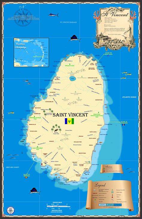 St. Vincent Map - Island Map Store