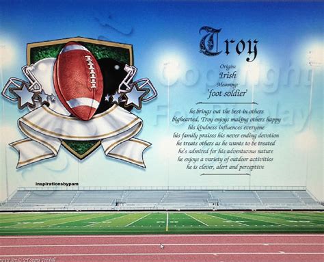 Troy First Name Meaning Art Print-name Meaning Art-football Art-sports-8x10-irish Origin-home ...