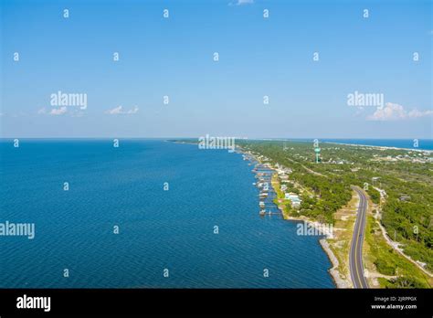 Aerial view of Fort Morgan Beach Stock Photo - Alamy