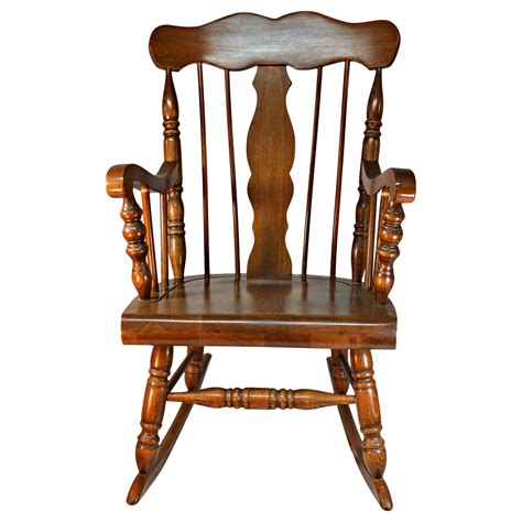 Colonial Style Solid Oak Rocking Chair | Chairish