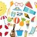 Summer Beach Clipart Set, Beach Clipart, Vacation, Holiday, Tropical ...