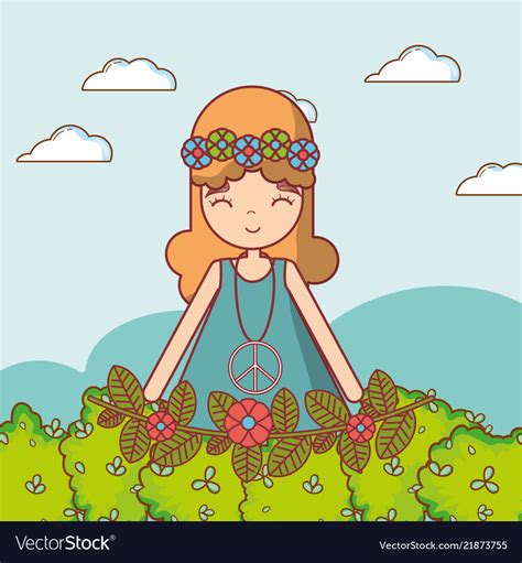 Hippie girl cartoon Royalty Free Vector Image - VectorStock