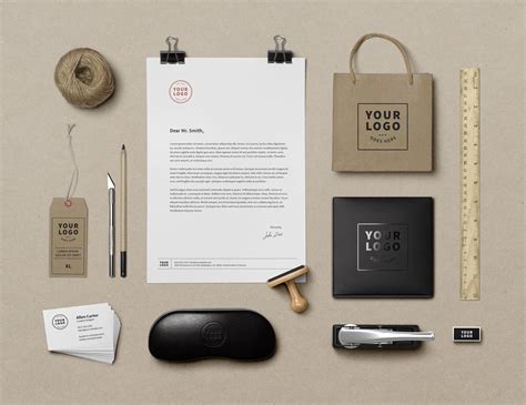 A Set of Branding Items Laid in Top View Mockup Free Download ...