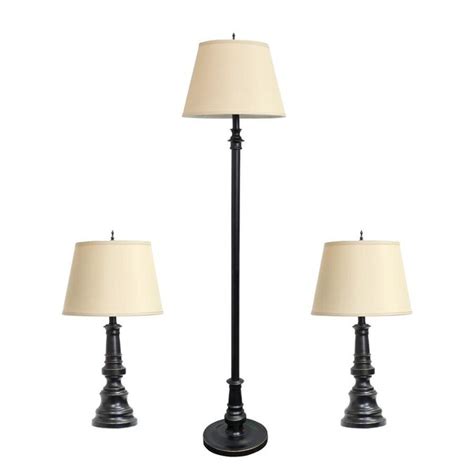 Elegant Designs 3-Piece Standard Lamp Set with Off-white Shades in the Lamp Sets department at ...