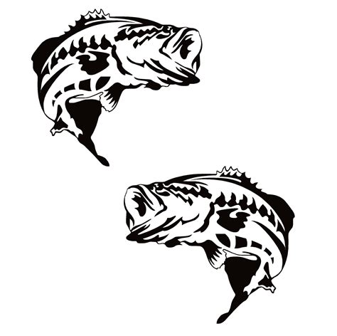 Large Mouth Bass Pair Decal - Large Mouth Bass Pair Fishing Decal