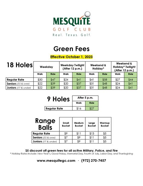 Rates - Mesquite Golf Club