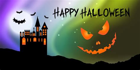 Halloween banner with castle and pumpkin face 694474 Vector Art at Vecteezy