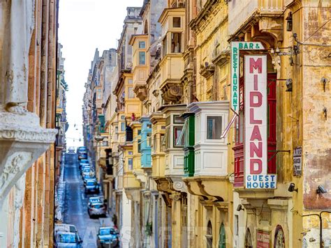 Assaf Frank Photography Licensing | Narrow street of Valletta city, Malta