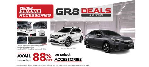 Honda Cars Philippines › Score GR8 deals this August on Honda Genuine Accessories