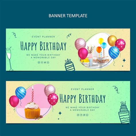 Premium Vector | Gradient texture birthday banners