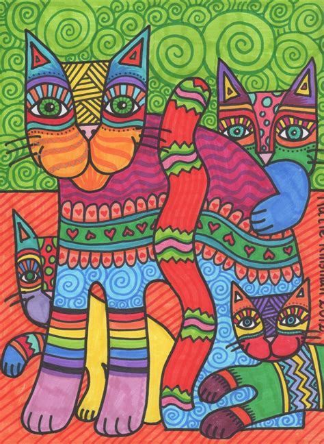 Pin by Gina Melara on art lessons in 2020 | Laurel burch art, Laurel burch cats, Cat doodle